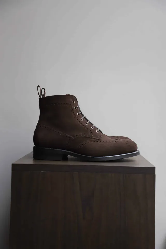 Malfroid Brogue-Master boots cuir daim chocolat