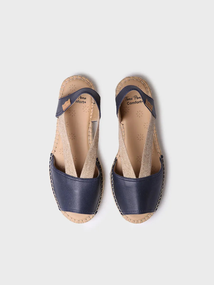 Toni Pons Tala espadrilles cuir marine pied large 3,5 cm