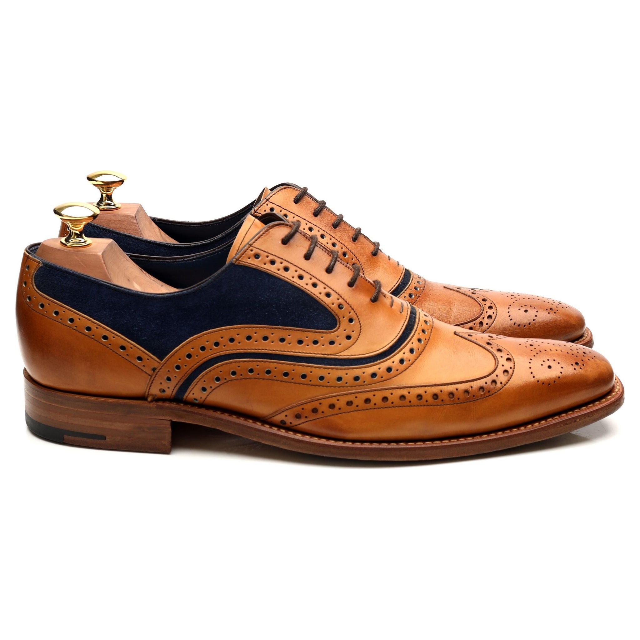 Barker McClean brogues cuir marron tan UK 9