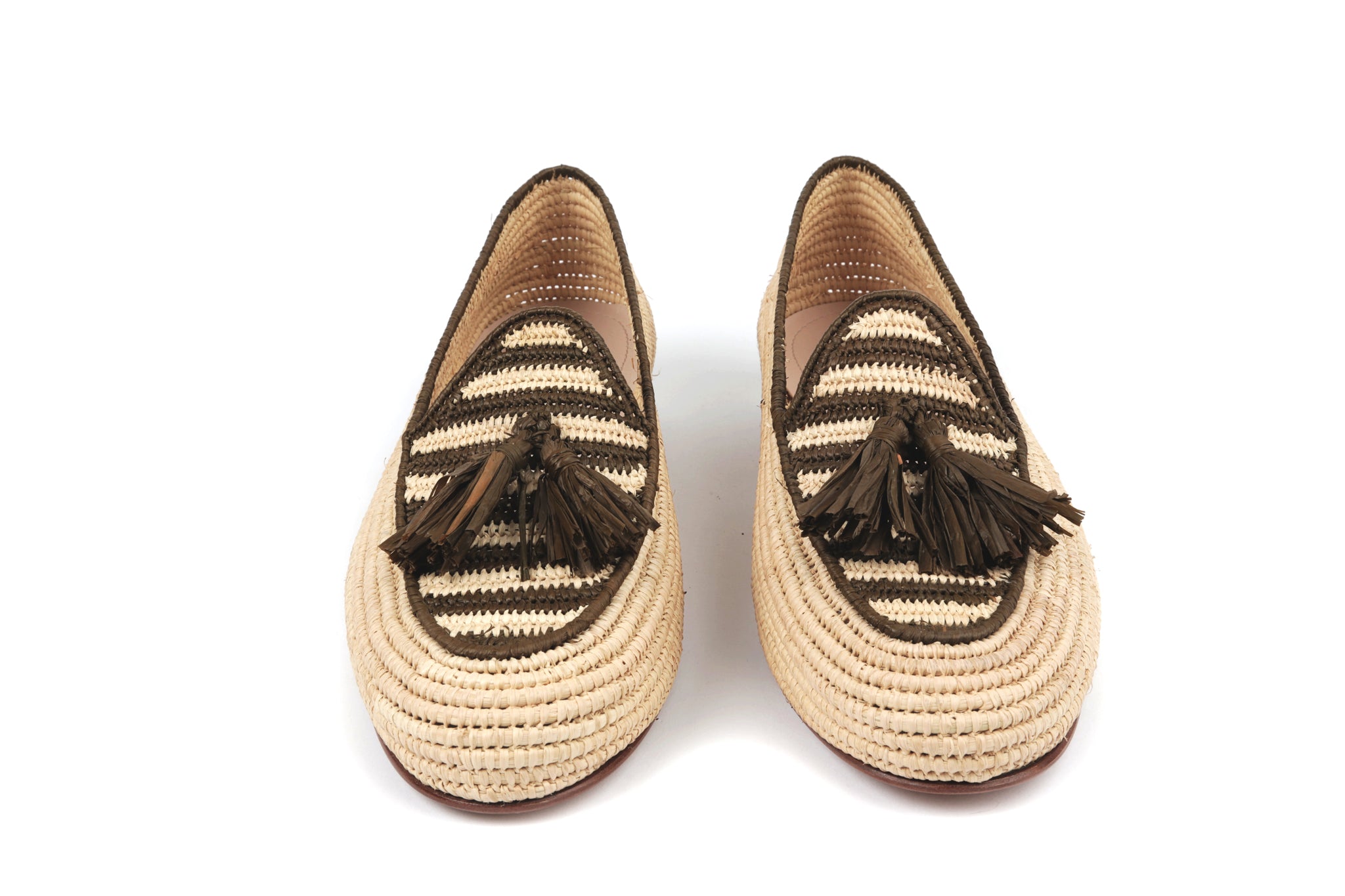 Contre-Allée Elfida mocassin homme raphia naturel bleu