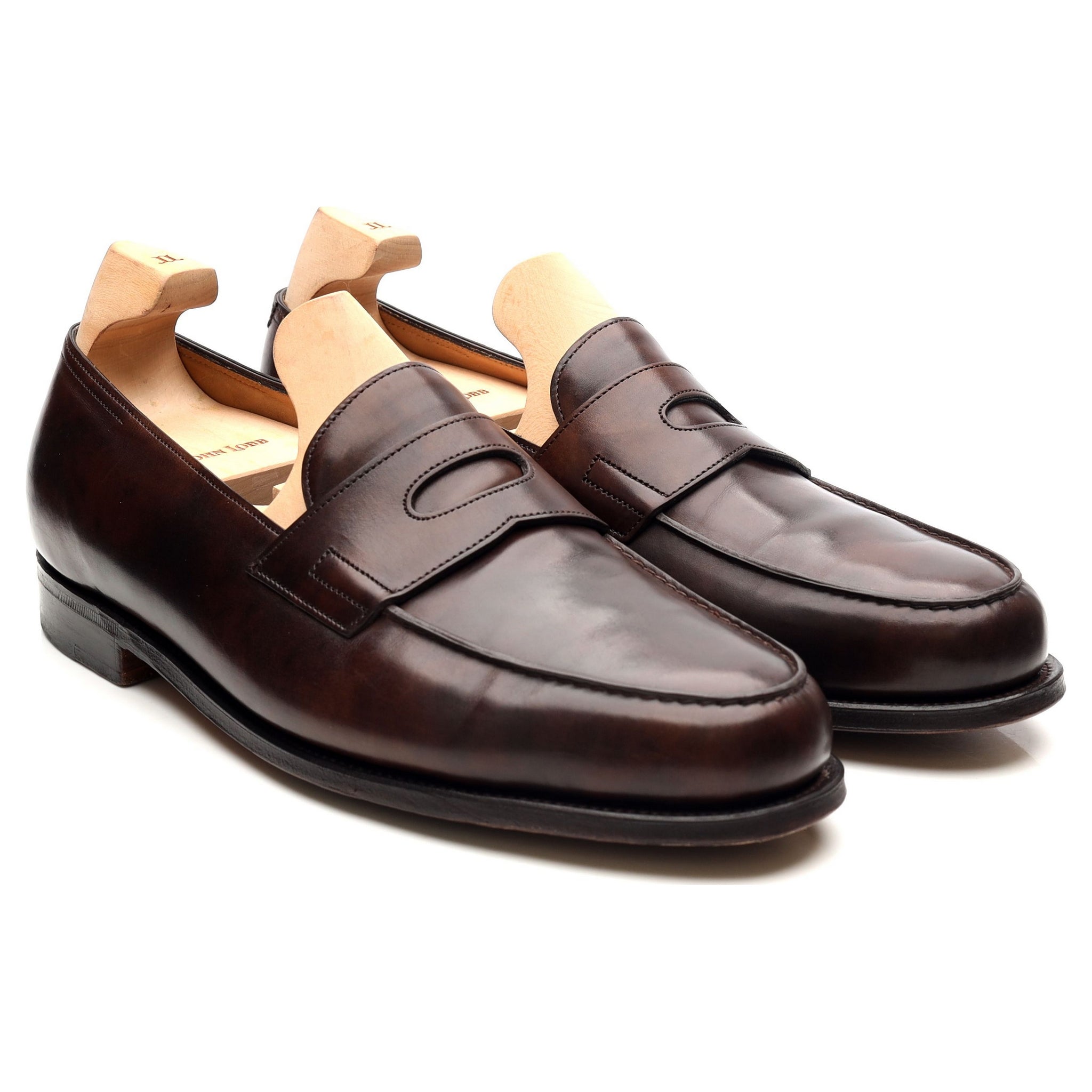 John Lobb Lopez mocassin cuir musée marron UK 8.5