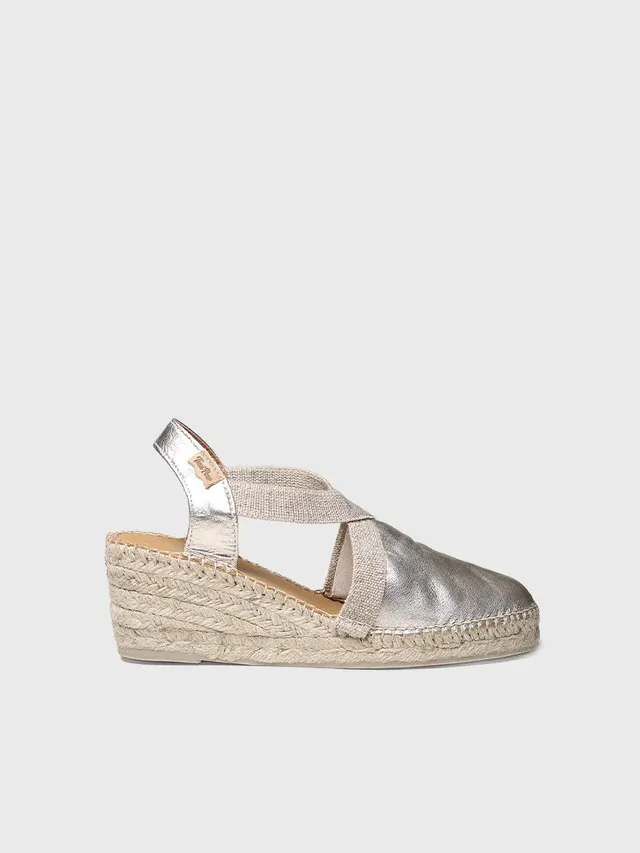 Toni Pons Tossa espadrilles compensées cuir platino