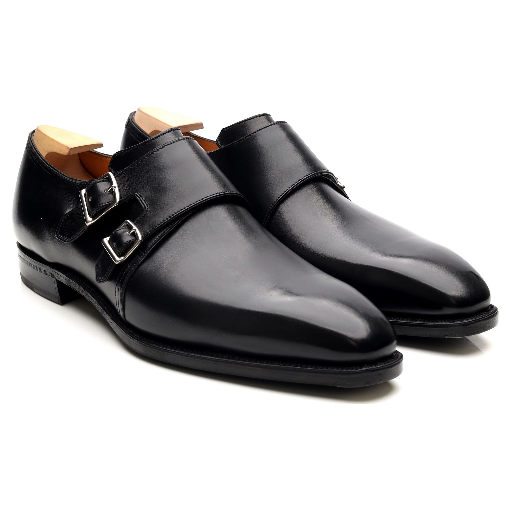 Corthay Twin monk-strap cuir noir UK 9