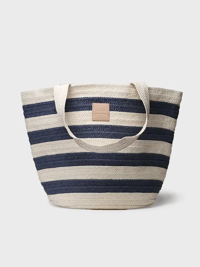 Toni Pons Desi sac femme raphia rayures marines