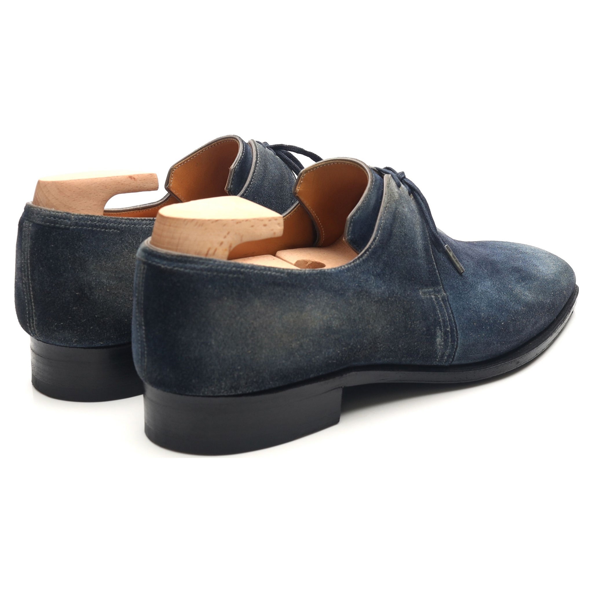 Corthay Arca derby daim bleu UK 6,5 embauchoirs
