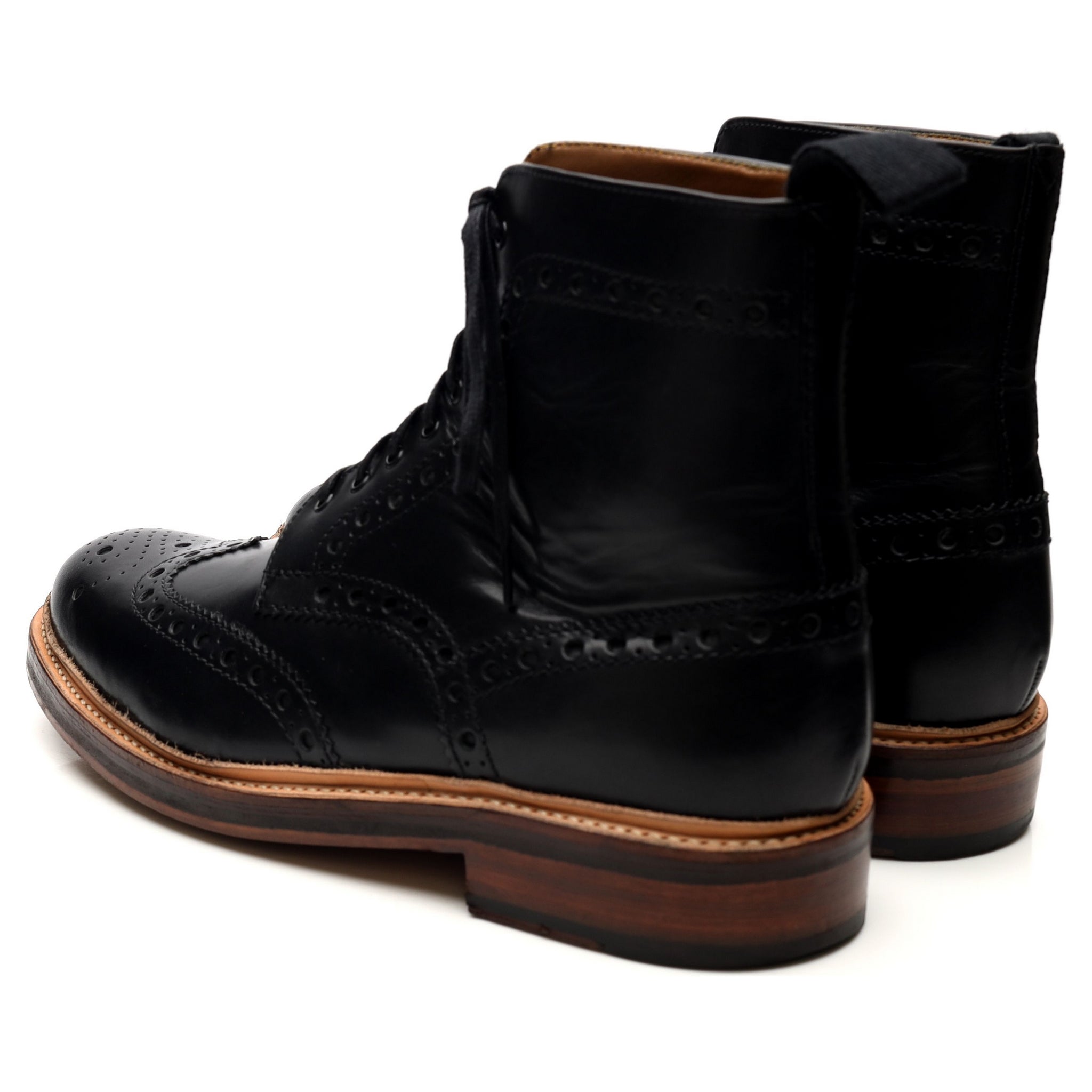 Grenson Fred boots brogues cuir noir UK 9.5