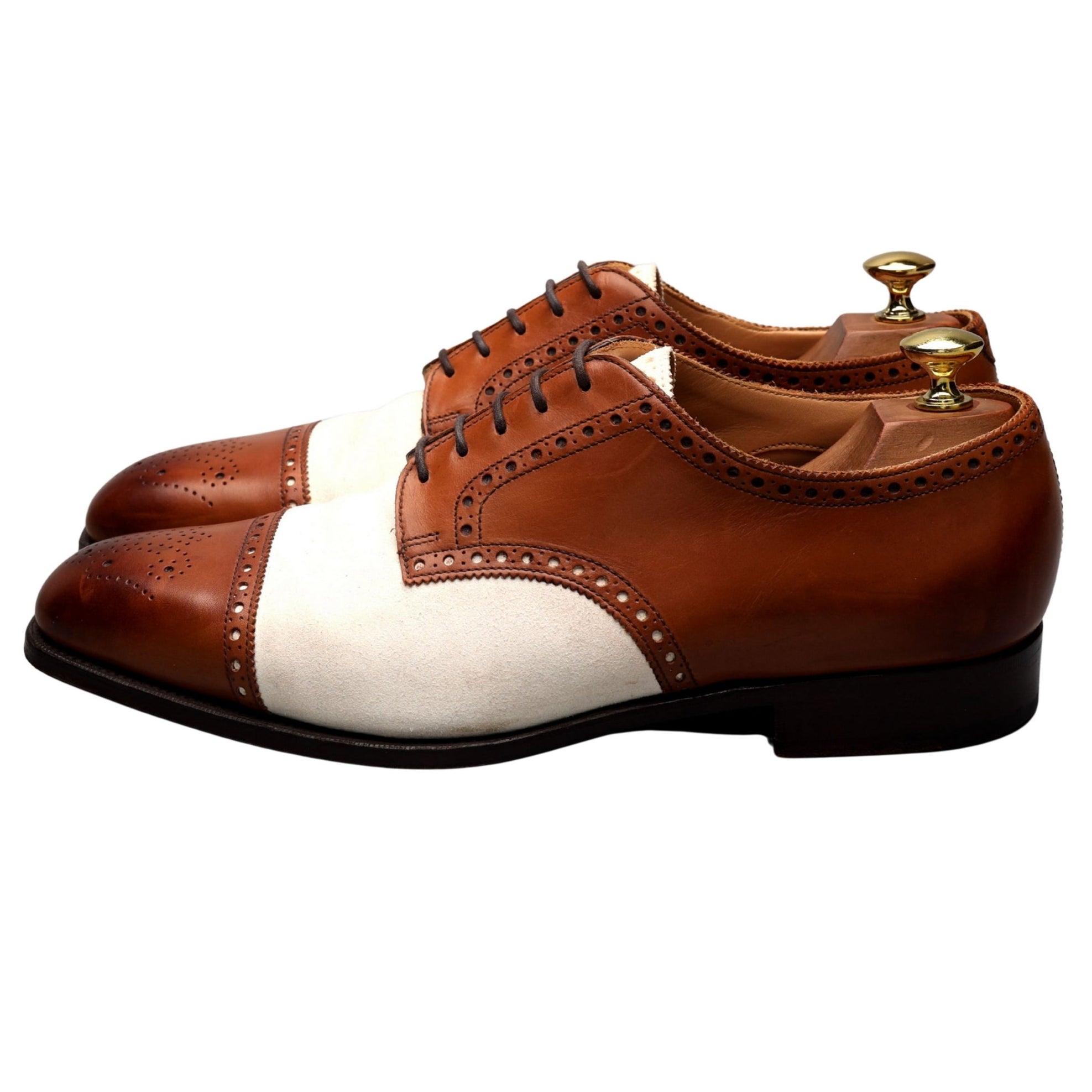 Ralph Lauren Purple Label derby cuir marron blanc 8,5