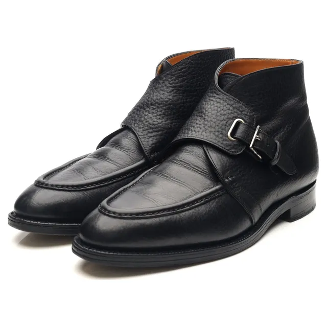 John Lobb Davos boots cuir grainé noir UK 10,5