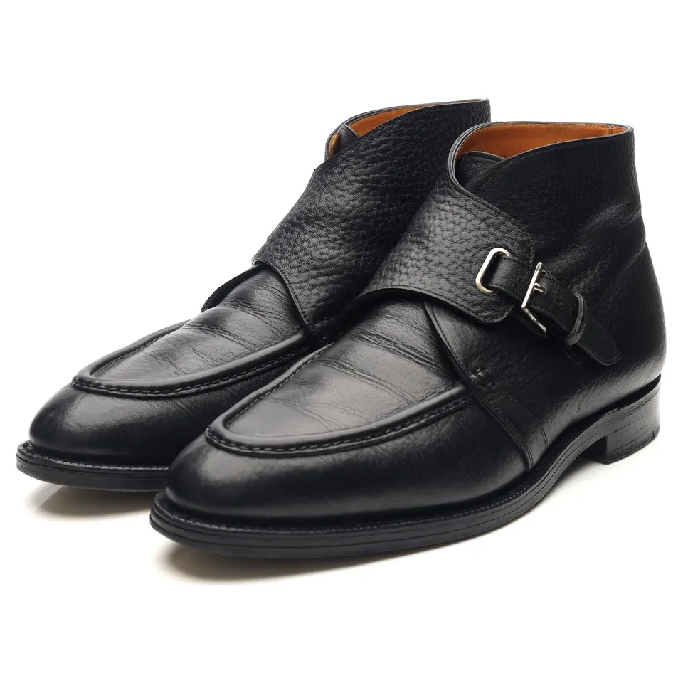 John Lobb Davos boots cuir grainé noir UK 10,5