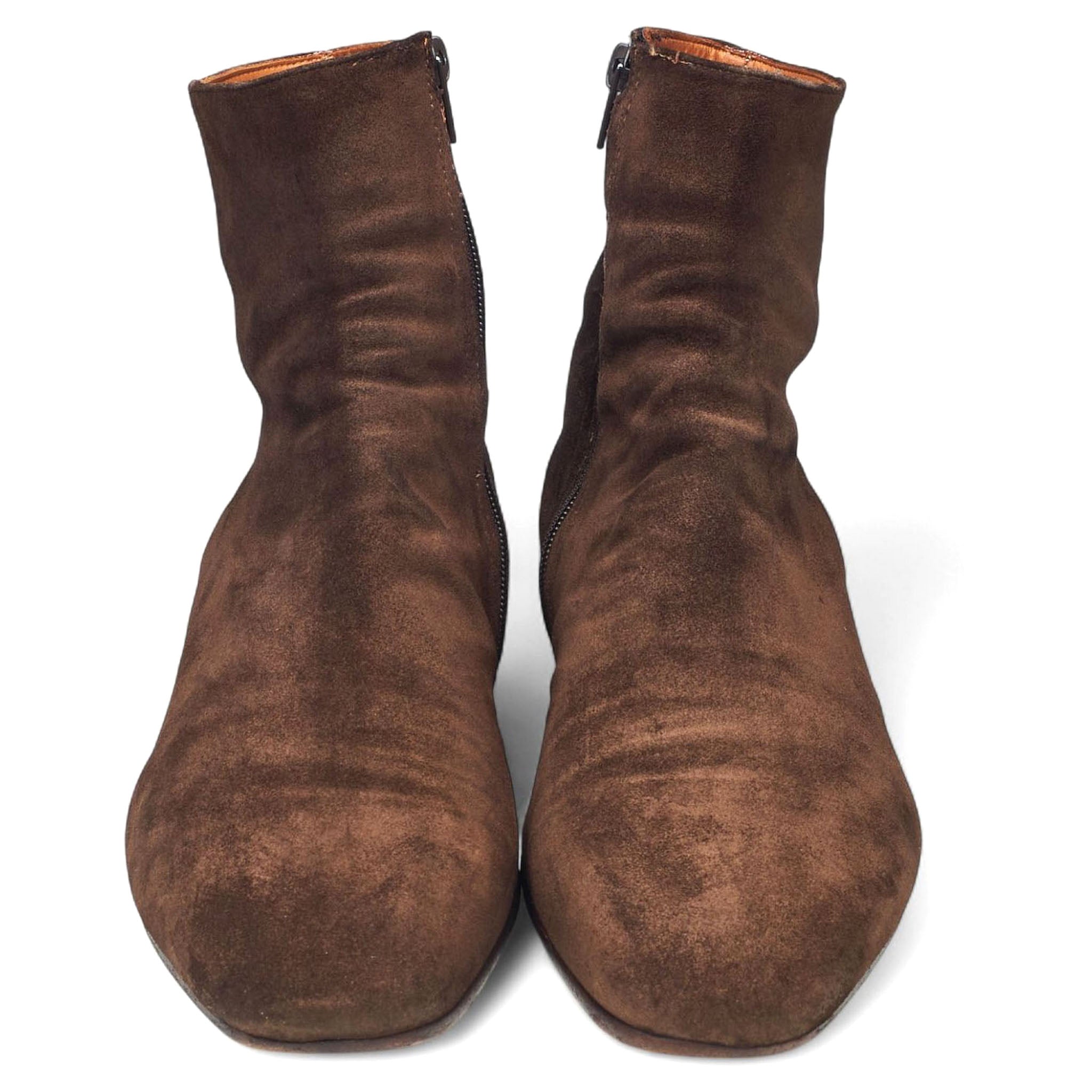Dries Van Noten bottines zip daim marron UK 7