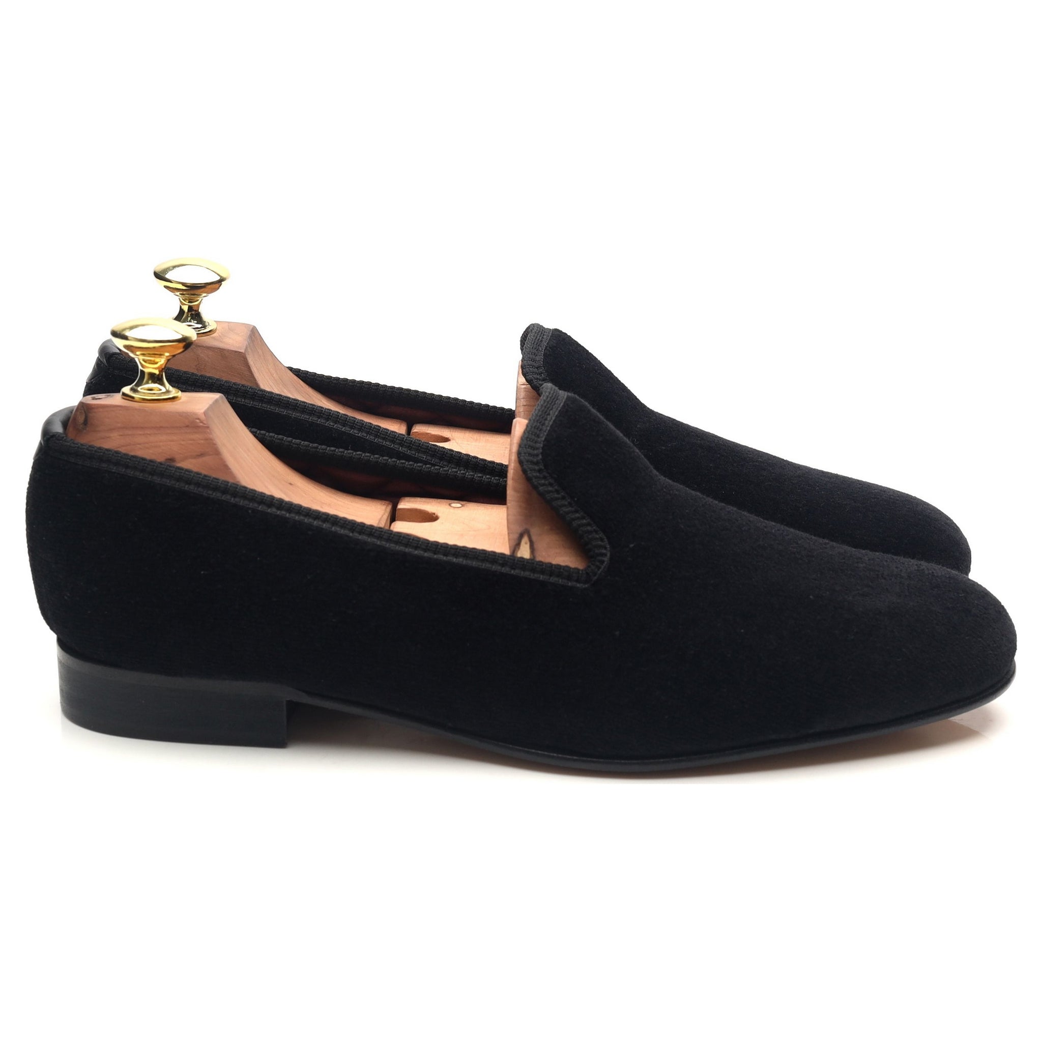 New & Lingwood Albert pantoufles velours noir UK 7