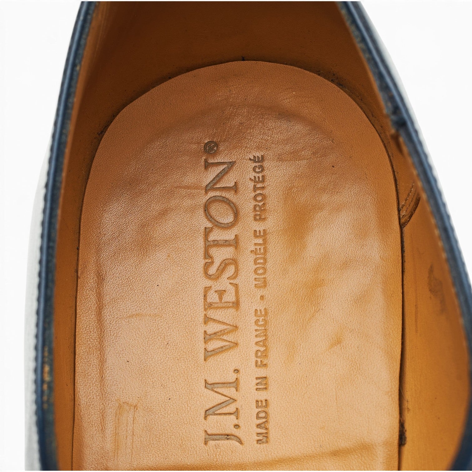 J.M. Weston 415 oxford cuir bleu marine UK 7.5