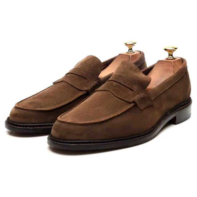 Sunspel mocassin penny suède marron UK 9