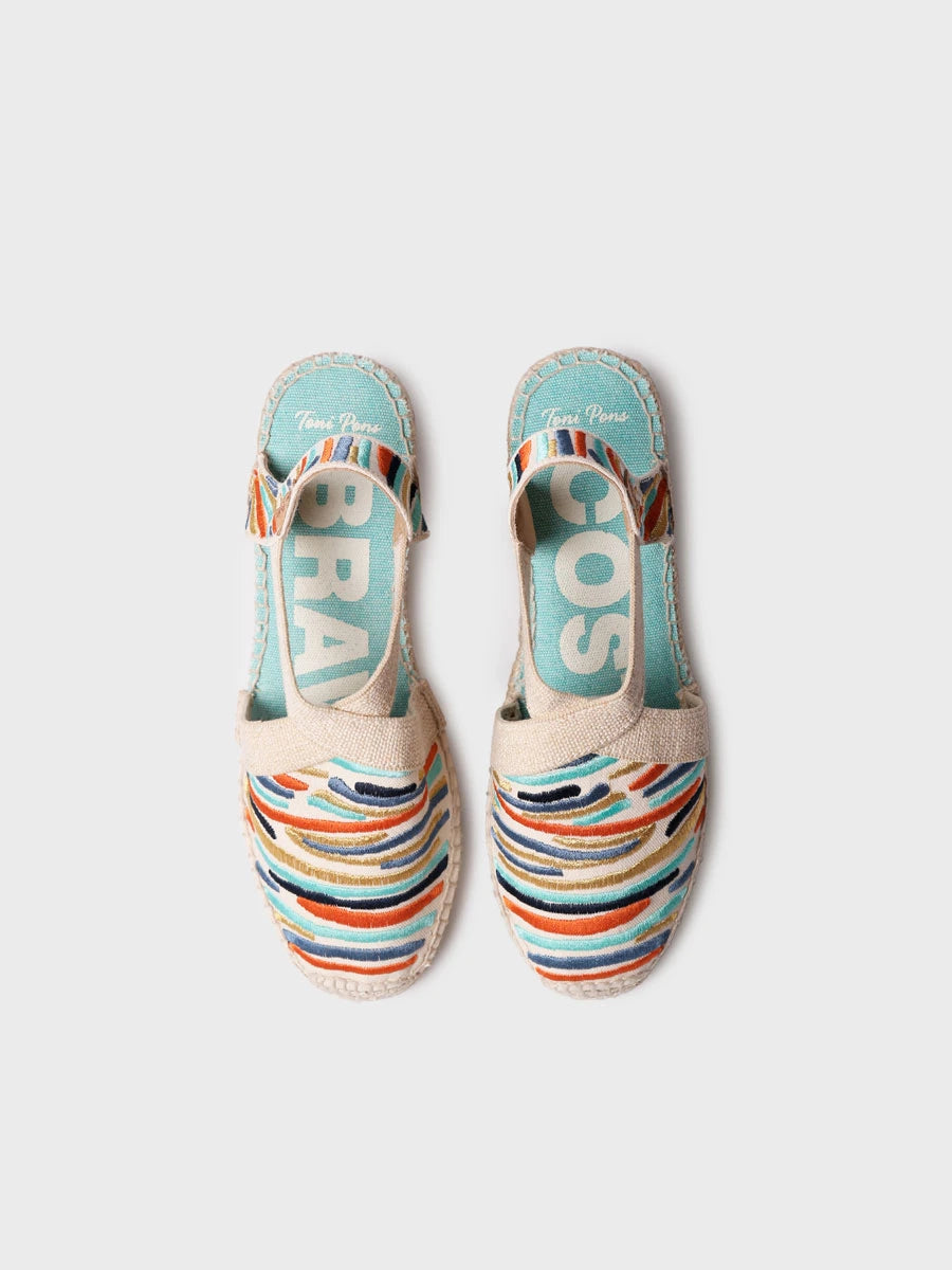 Toni Pons Montjoi espadrille compensée coton brodé