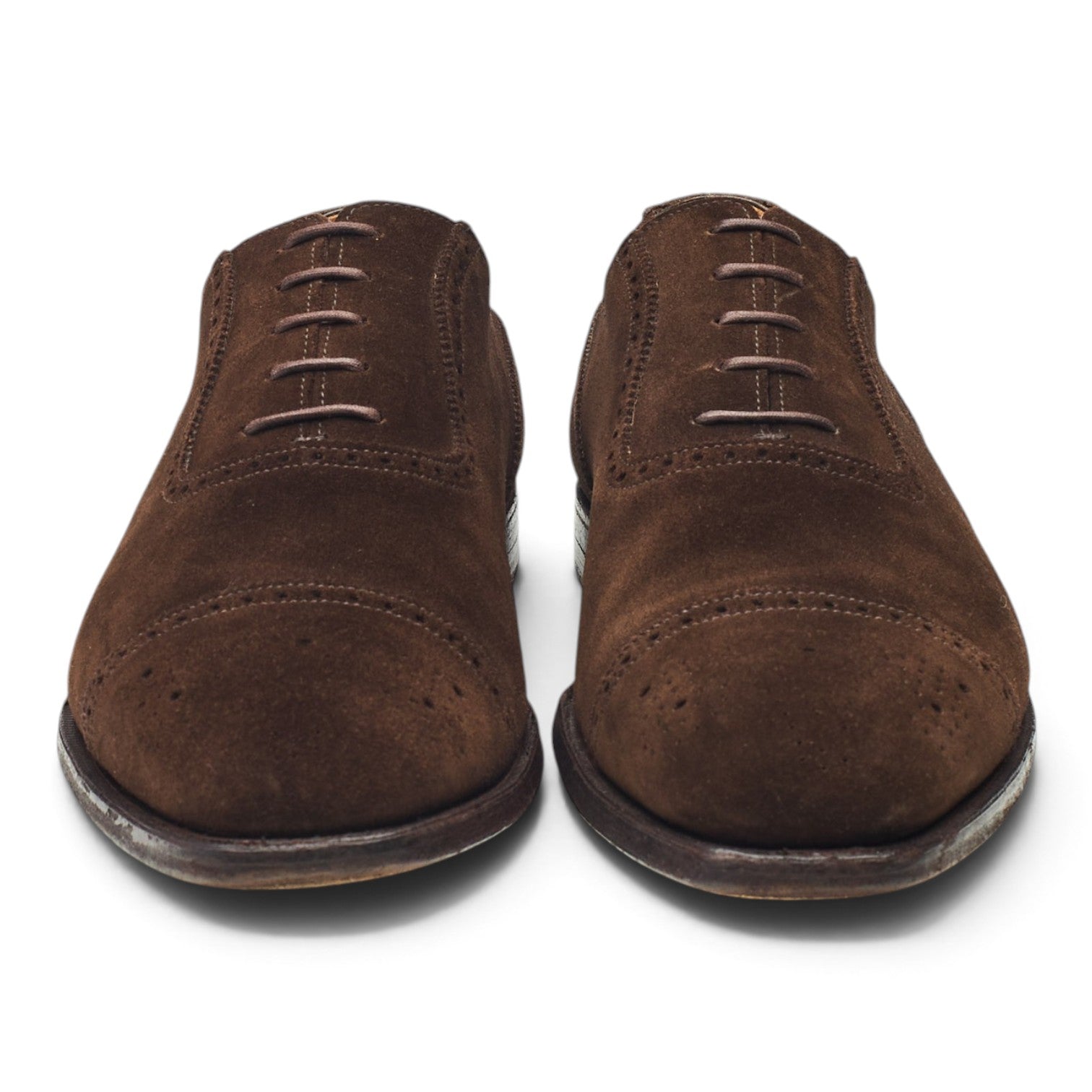 George Cleverley Adam derbies brogues daim marron UK 10