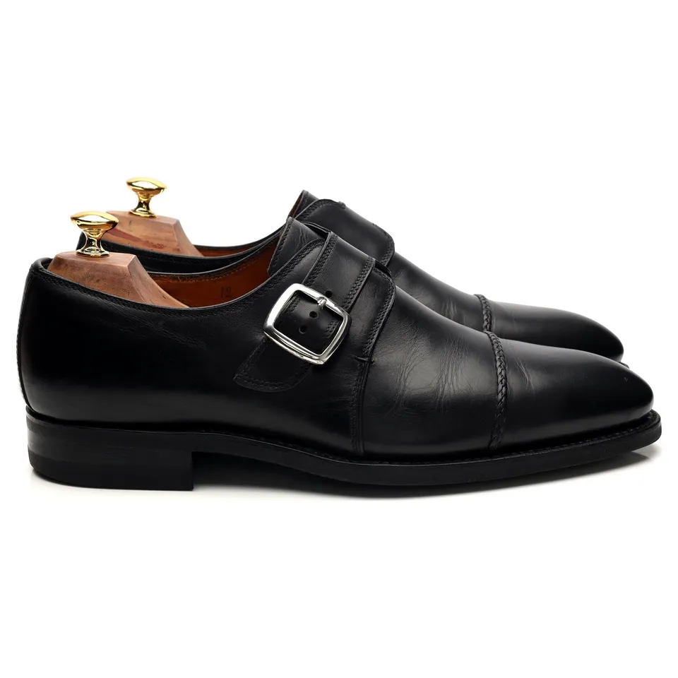 Bontoni chaussures monk boucle cuir noir UK 12