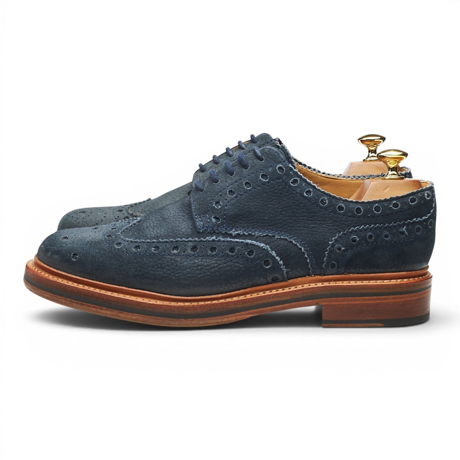 Grenson Archie derby brogues nubuck bleu UK 8