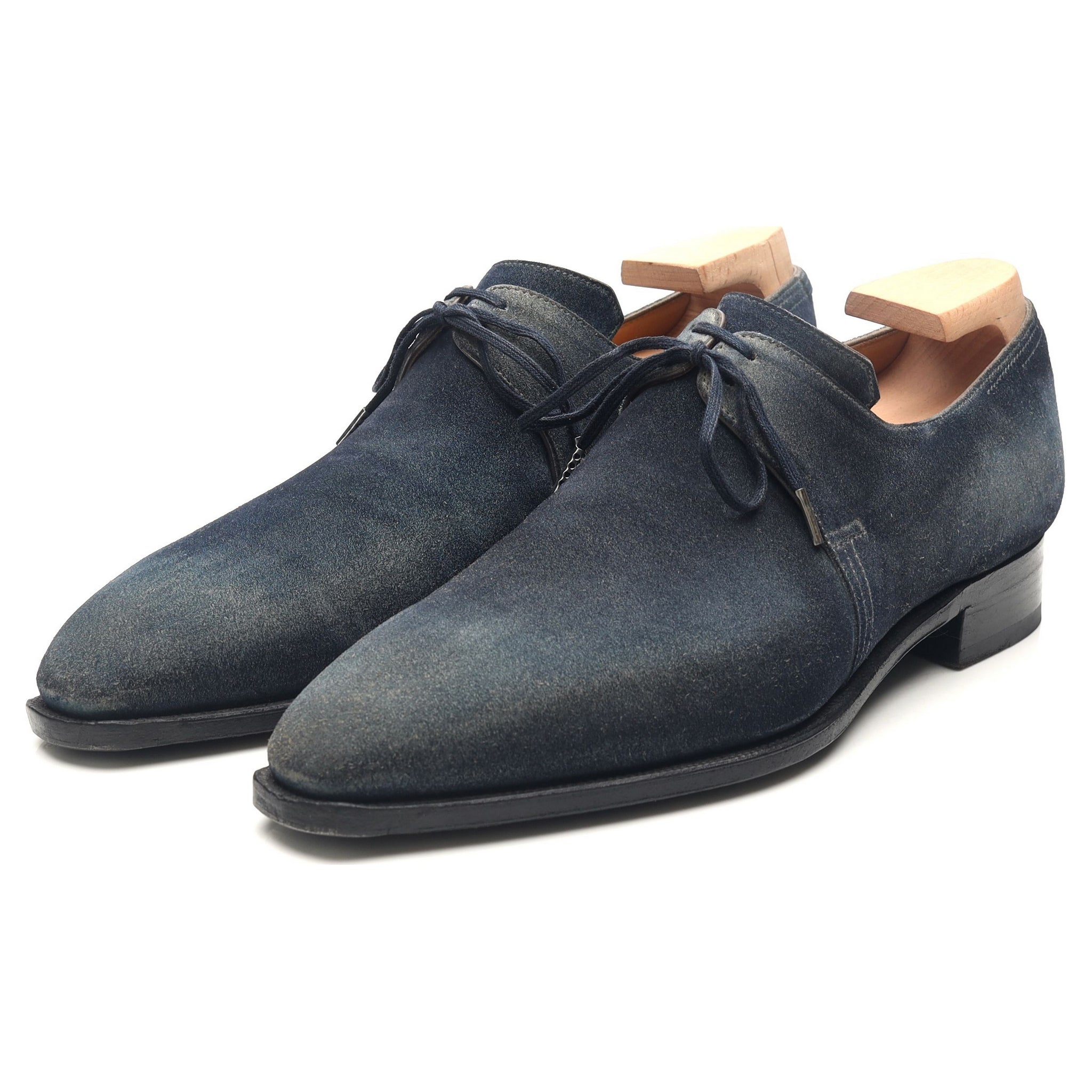 Corthay Arca derby daim bleu UK 6,5 embauchoirs