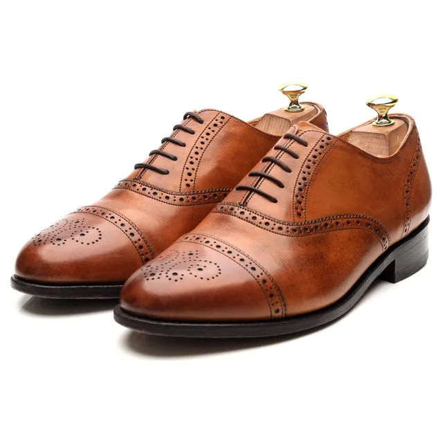 Barker Wallace oxford semi-brogue cuir marron UK 8