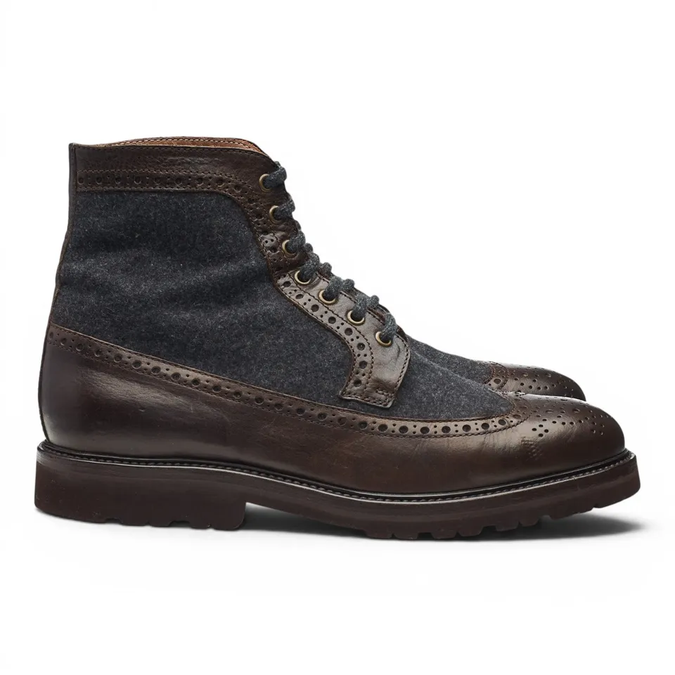 Brunello Cucinelli boots brogue cuir marron bleu UK 10
