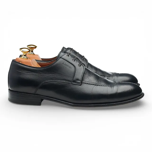 A.Testoni derby cuir noir 6 UK bout droit