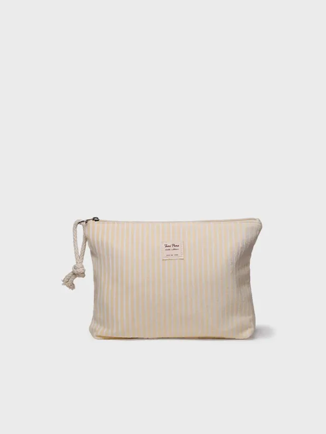 Toni Pons Camboriu trousse toilette rayée vanille 20x29 cm