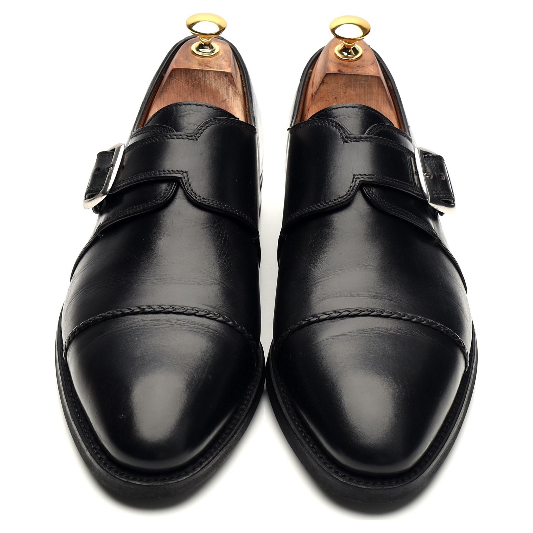Bontoni chaussures monk boucle cuir noir UK 12