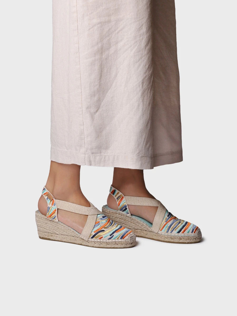 Toni Pons Montjoi espadrille compensée coton brodé