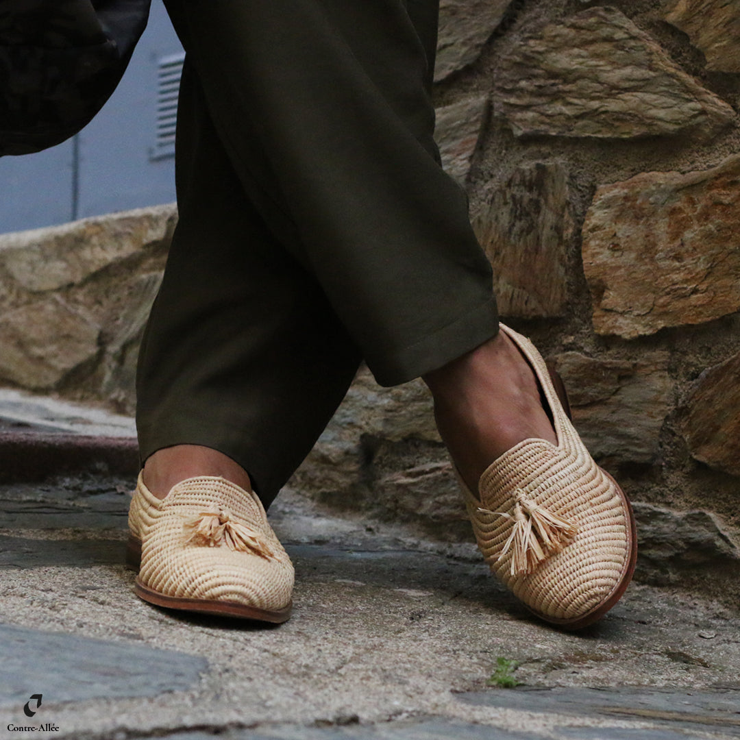 Contre-Allée Gironde mocassin homme raphia naturel