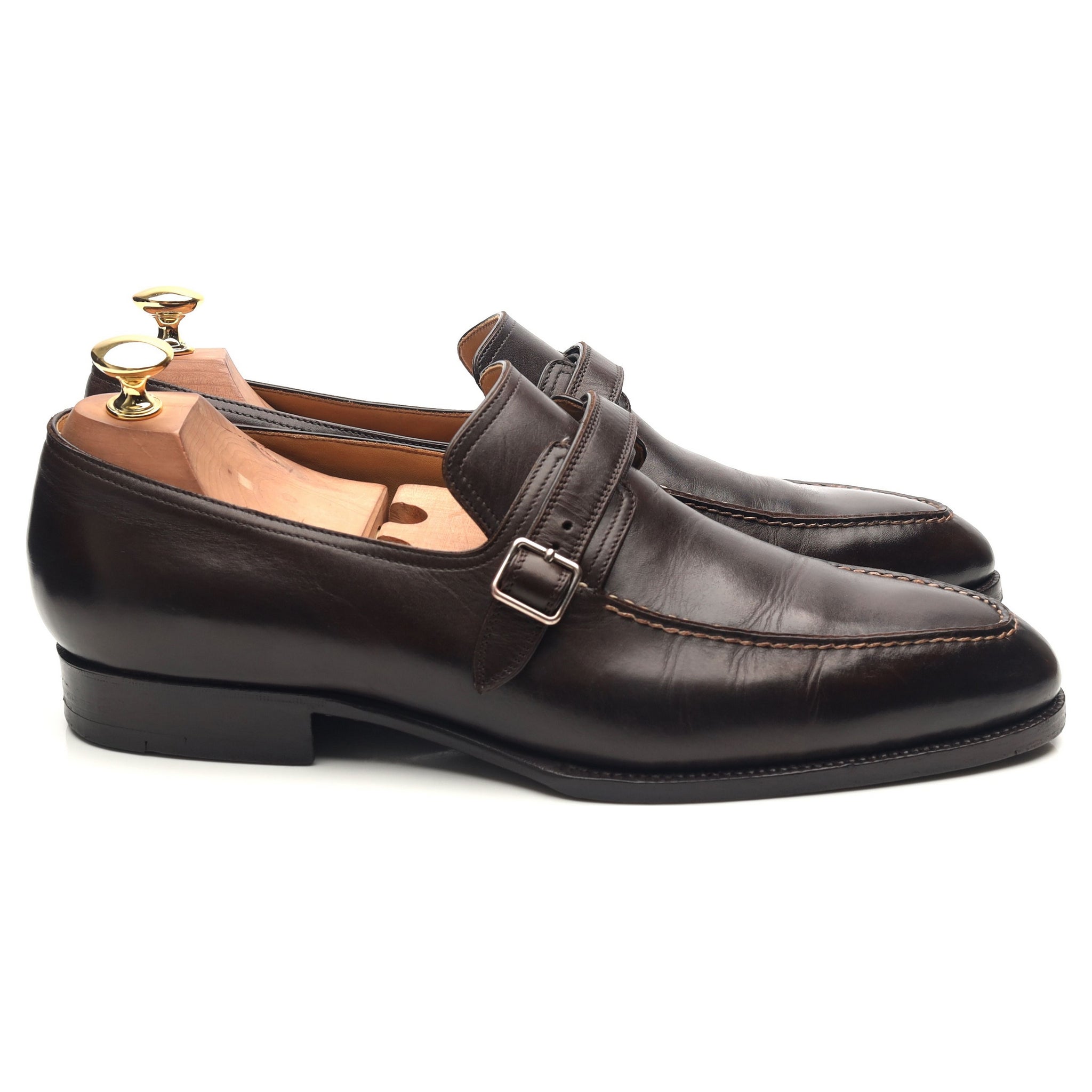 Saint Crispin's 100 chaussures monk cuir marron foncé 9 UK