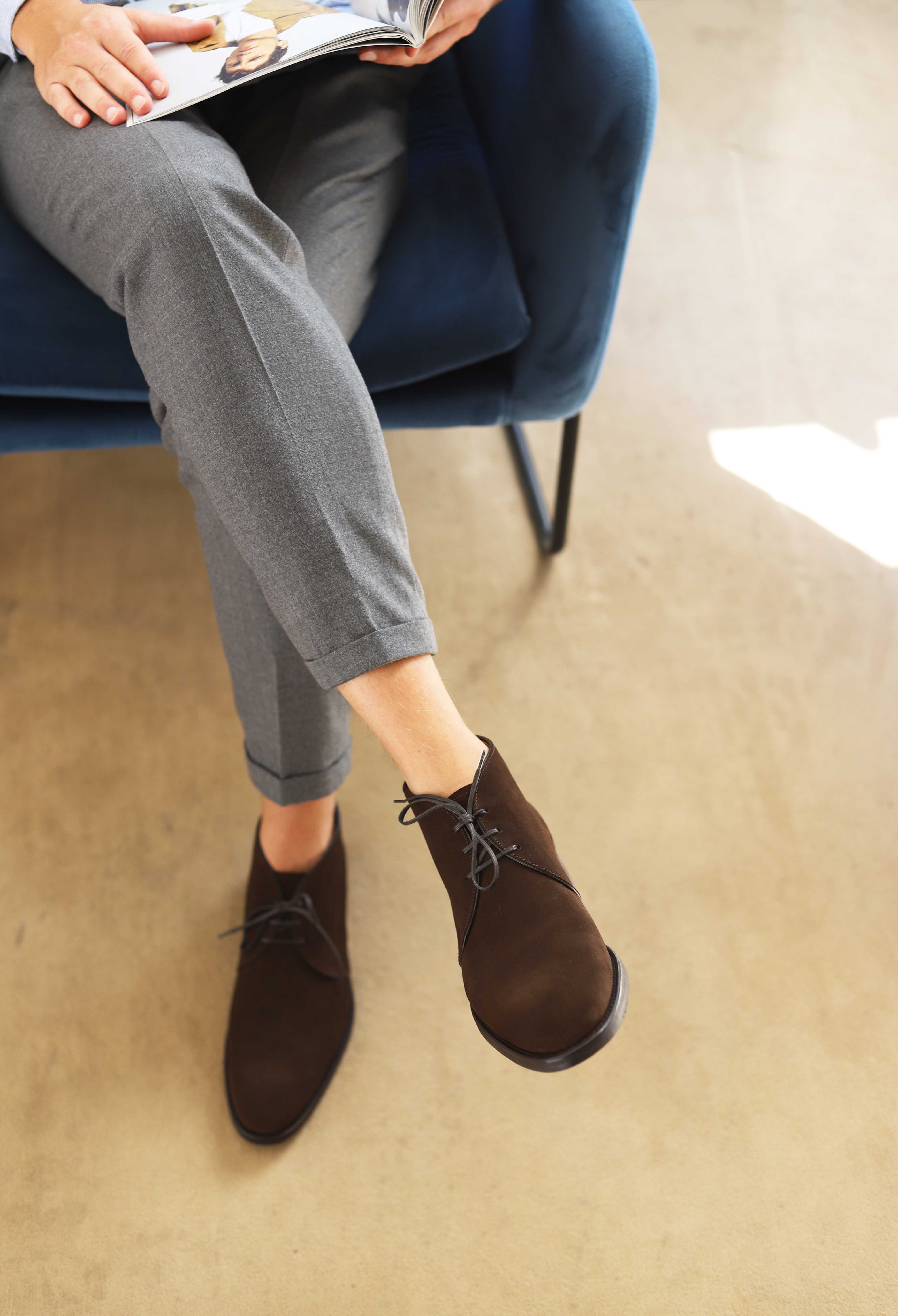 Malfroid Izoard desert boots velours marron 3 œillets