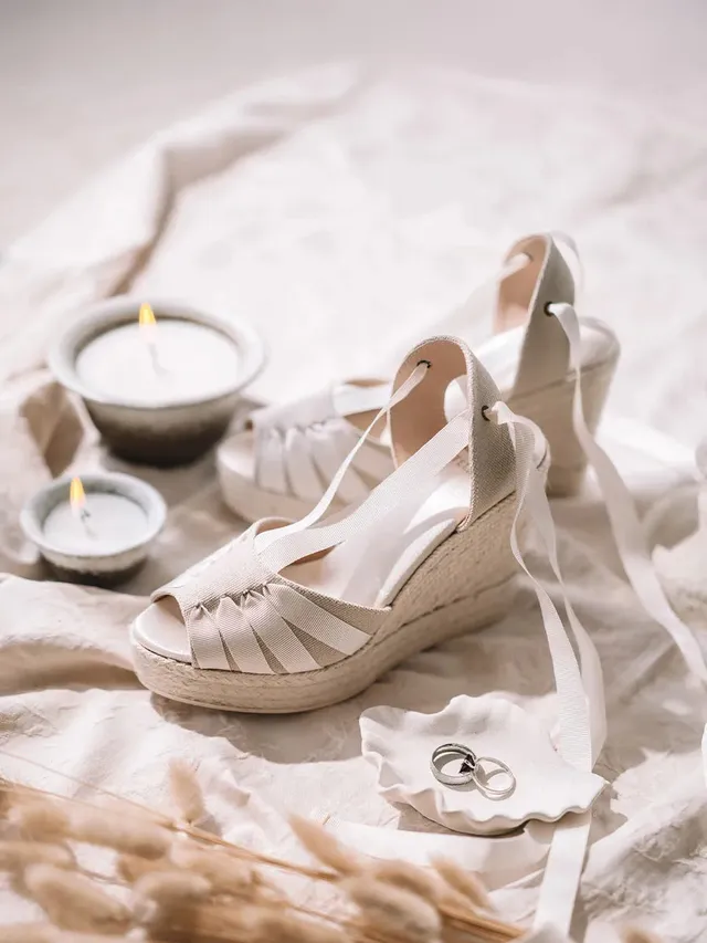 Toni Pons Delilah espadrille mariée écru talon 11 cm