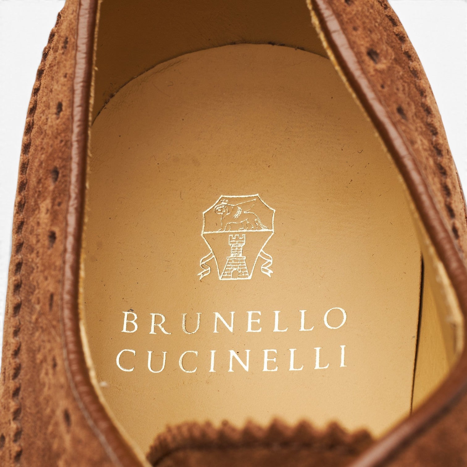 Brunello Cucinelli Derby Brogues Daim Marron UK 7