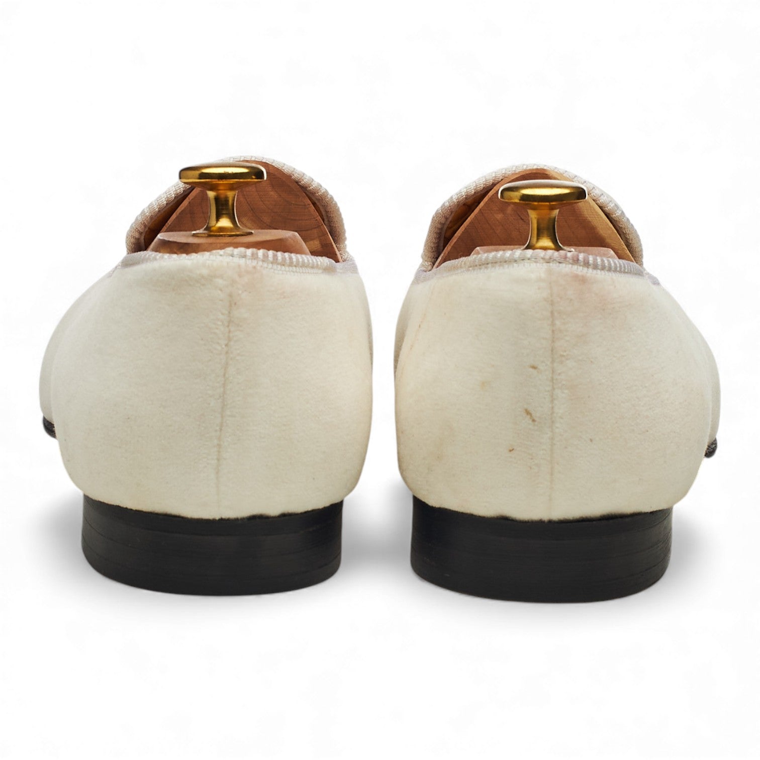 New & Lingwood pantoufles velours blanc UK 10.5