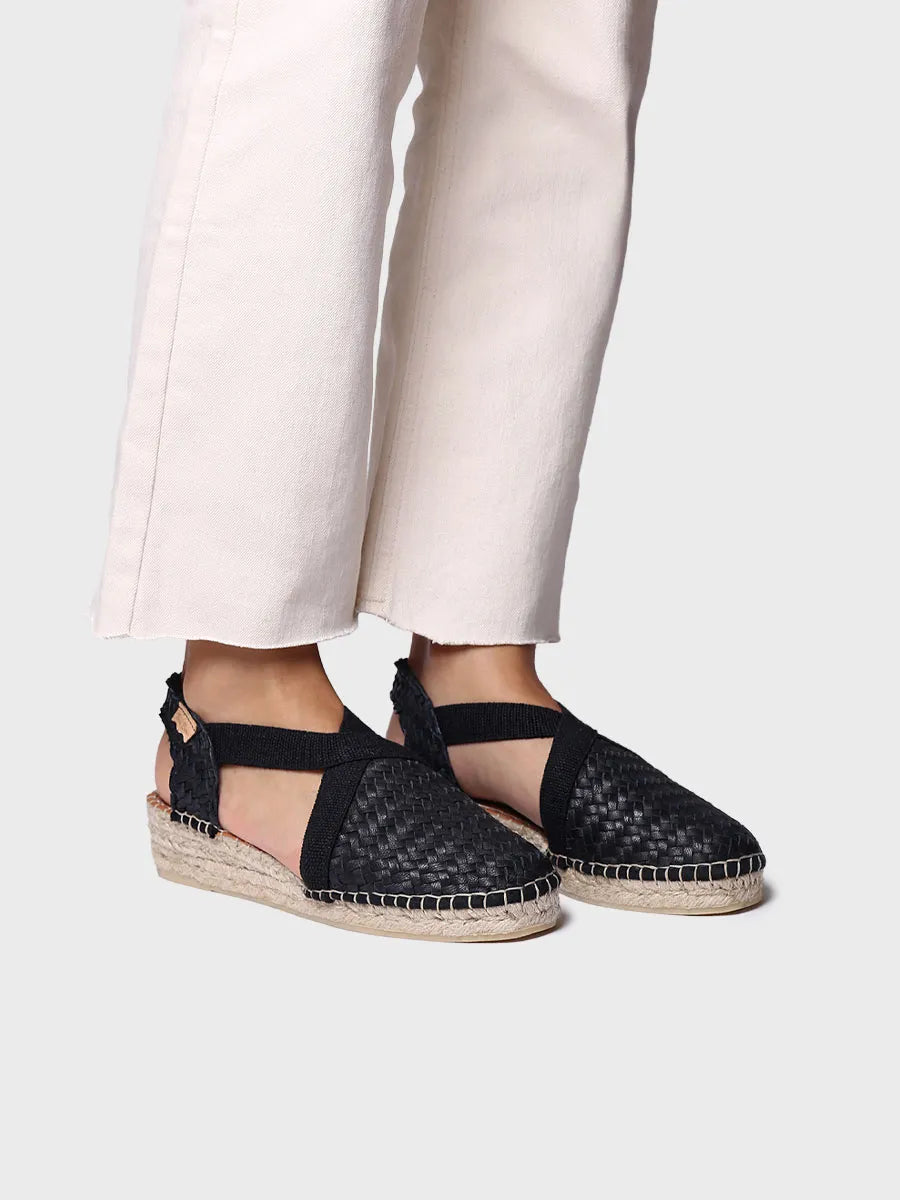 Toni Pons Siracusa espadrille cuir tressé noire