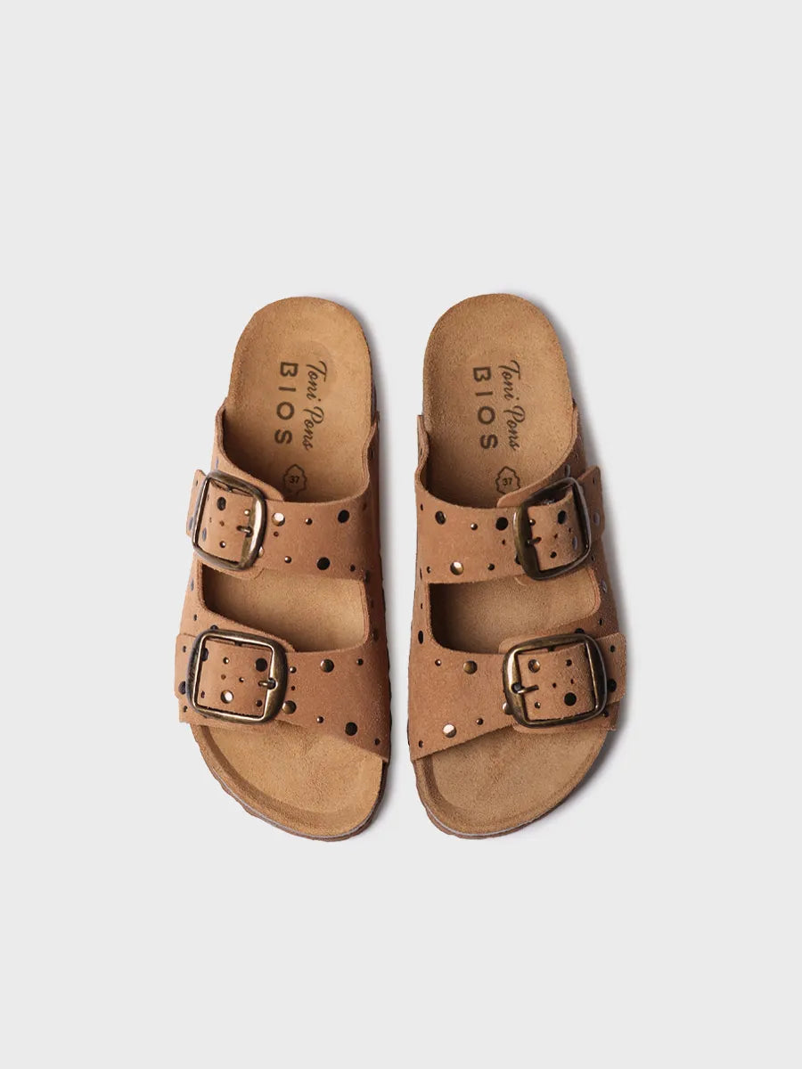 Toni Pons Gretel sandales femme suède clous liège 3 cm