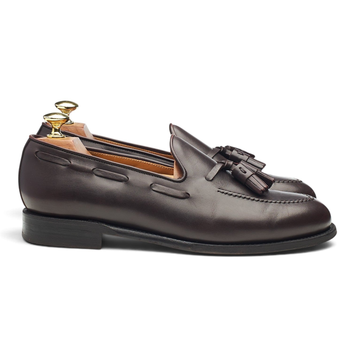 Morjas mocassin à pompons cuir bordeaux UK 7