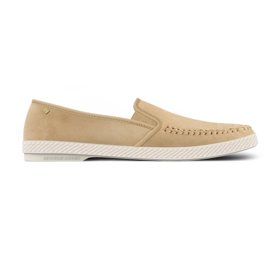 Rivieras Classic Suede Tressé Ecru espadrilles cuir