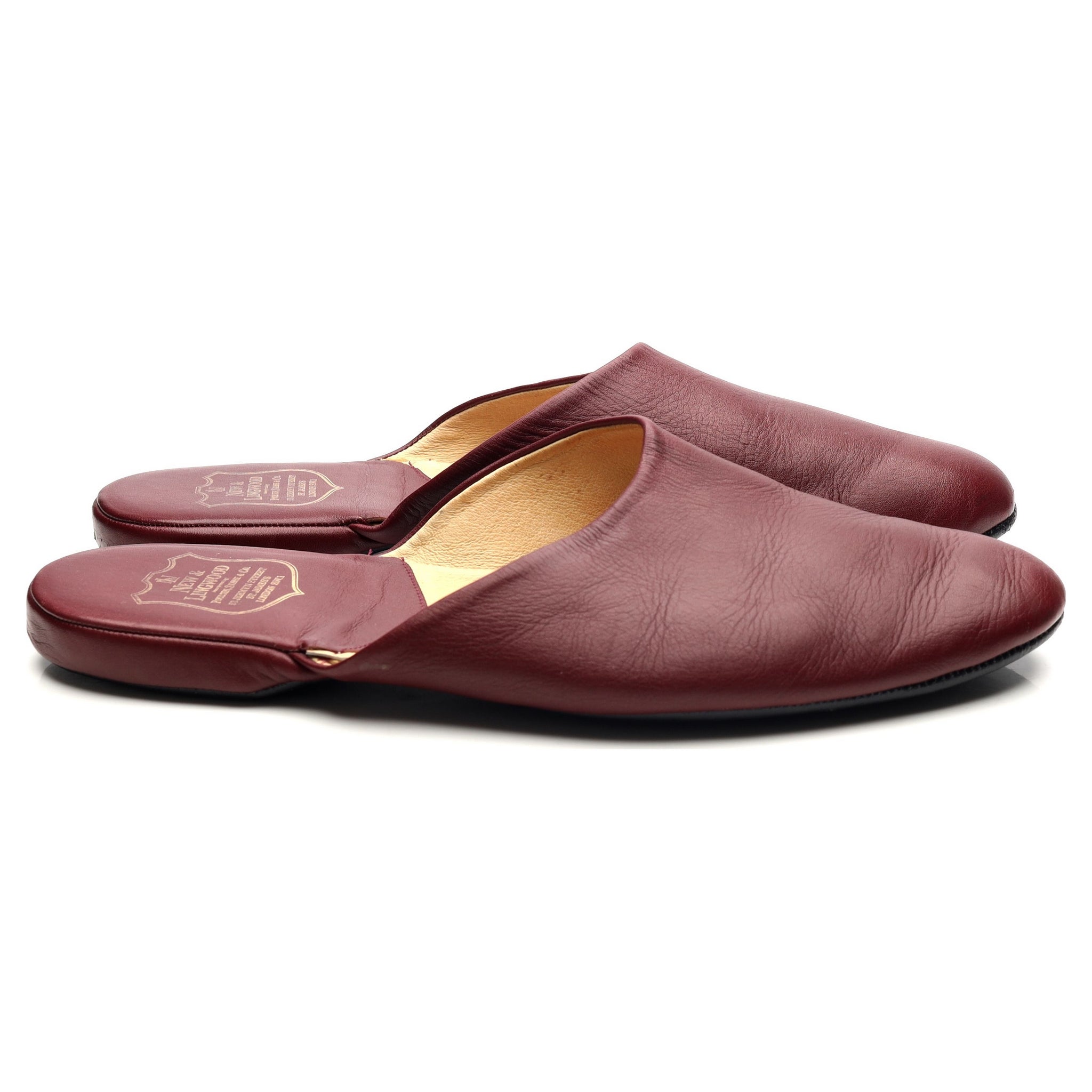 New & Lingwood pantoufles bordeaux UK 11 cuir