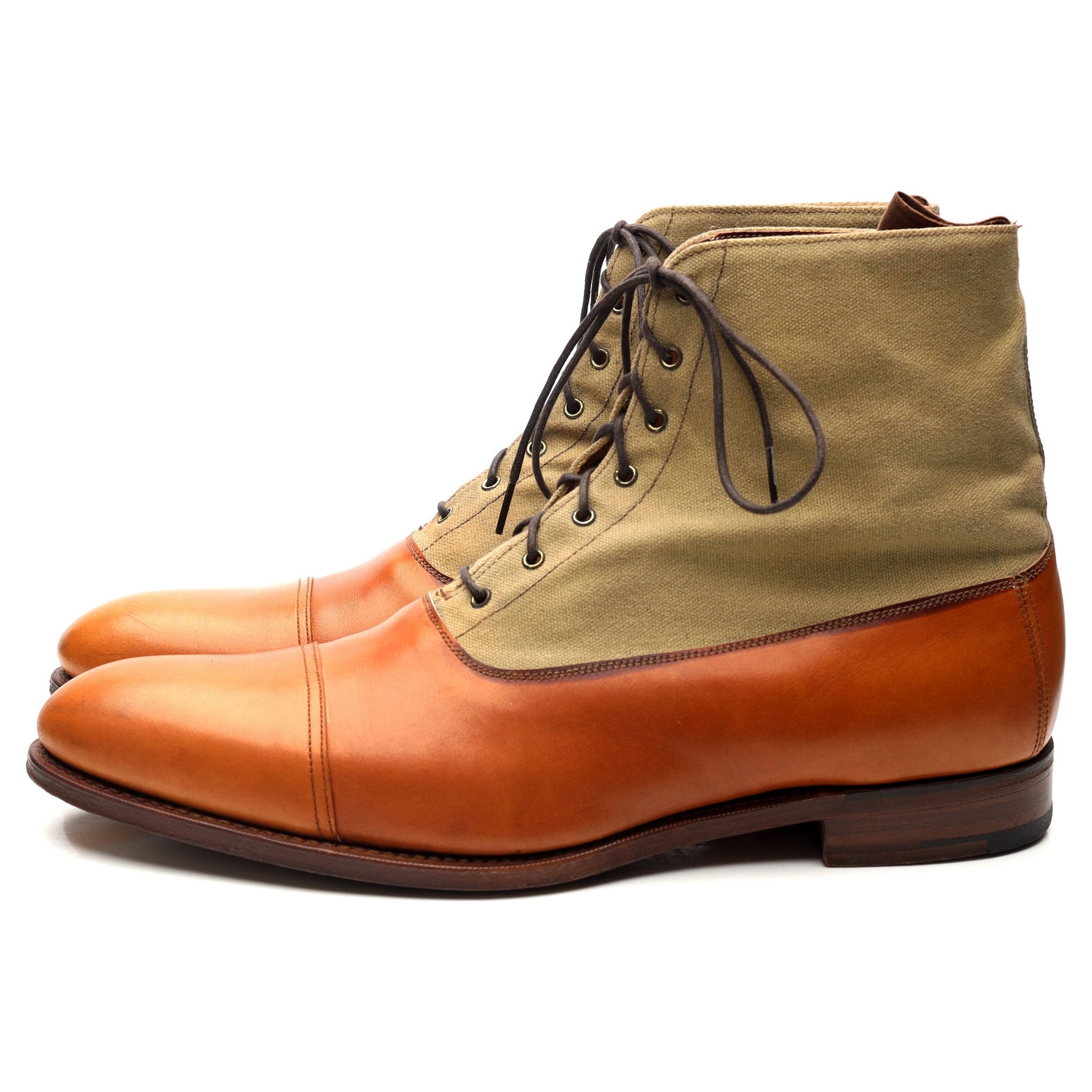Grenson boots balmoral cuir toile marron UK 10