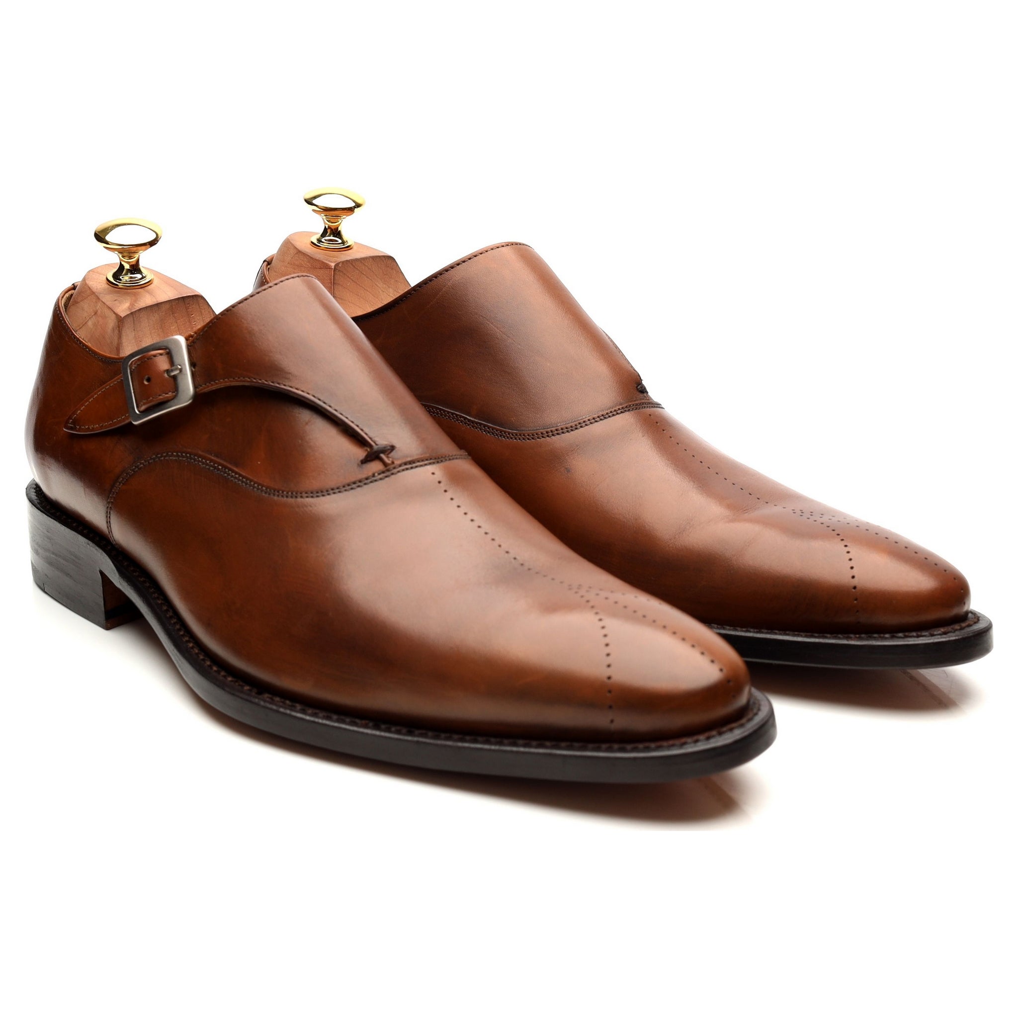 Ozwald Boateng monk strap cuir marron pointure UK 9.5