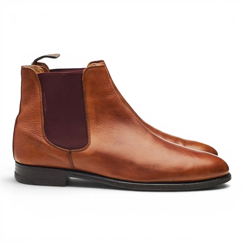 Cheaney Barnes bottines chelsea cuir grainé marron UK 9,5