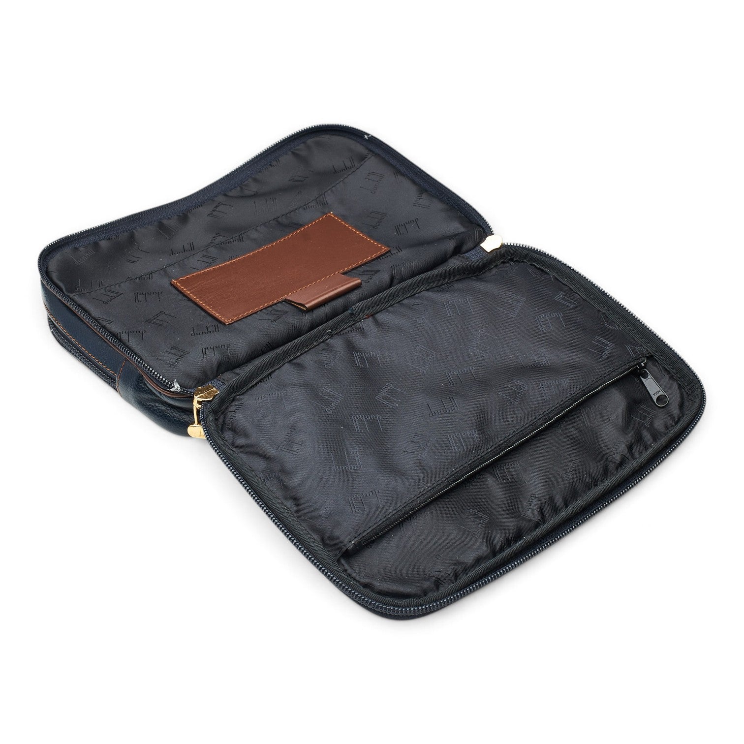 Dunhill trousse de toilette cuir grainé bleu marine