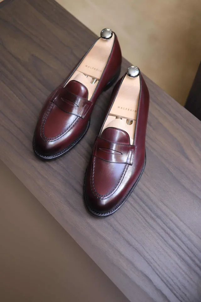 Malfroid Newport mocassin penny loafer cuir veau Roux