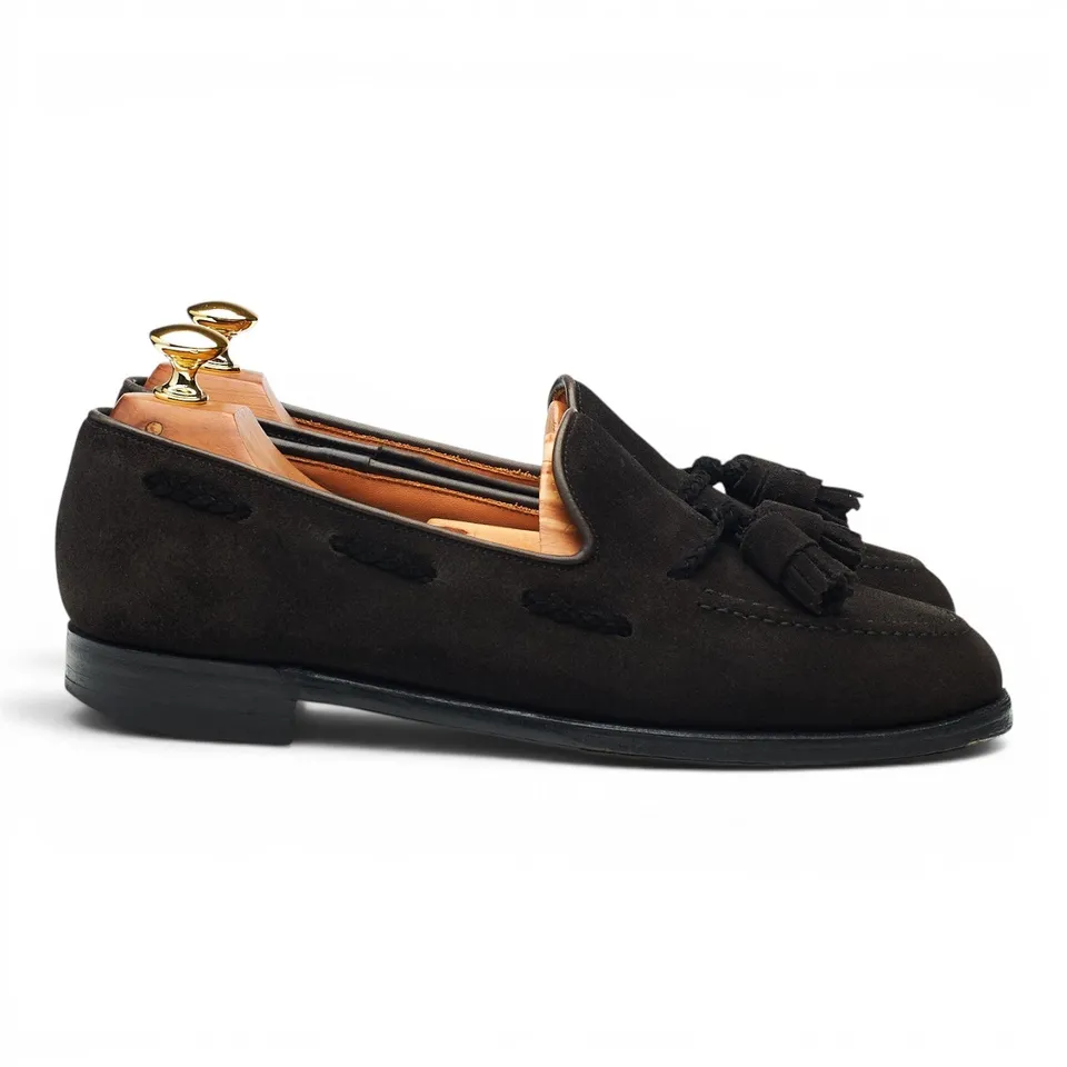 George Cleverley mocassins daim noir glands 6.5 UK
