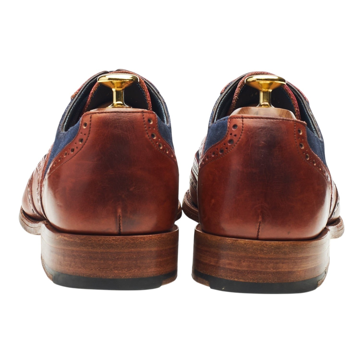 Barker McClean oxford brogue cuir marron bleu UK 8.5