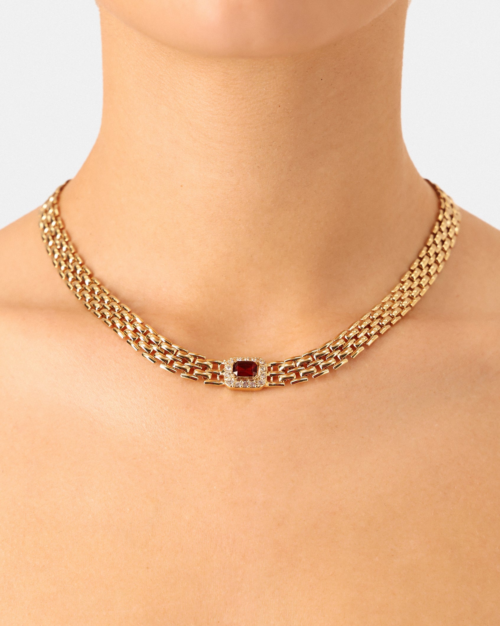Nodaleto Ruby Venice Chain collier doré rubis