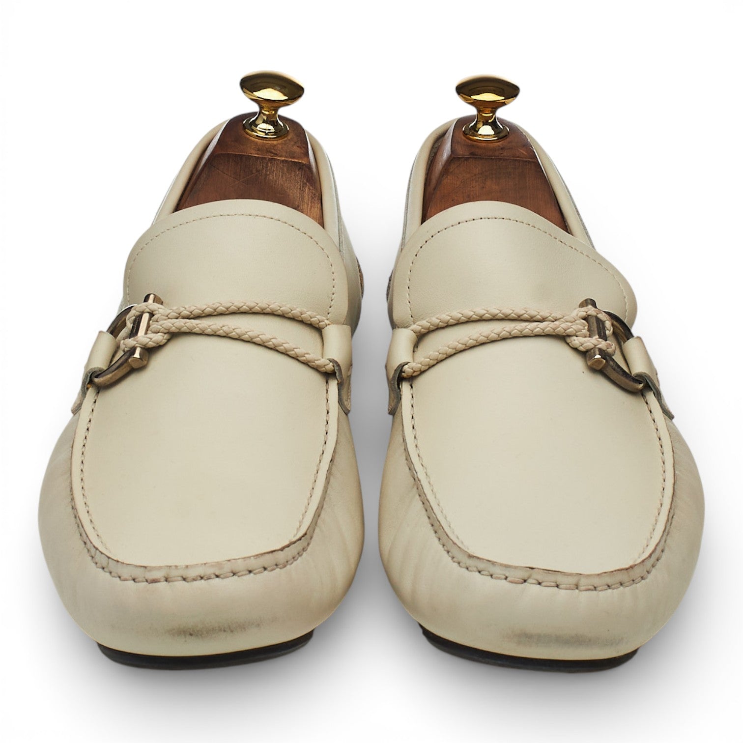 Salvatore Ferragamo Gancini mocassin cuir crème 11.5