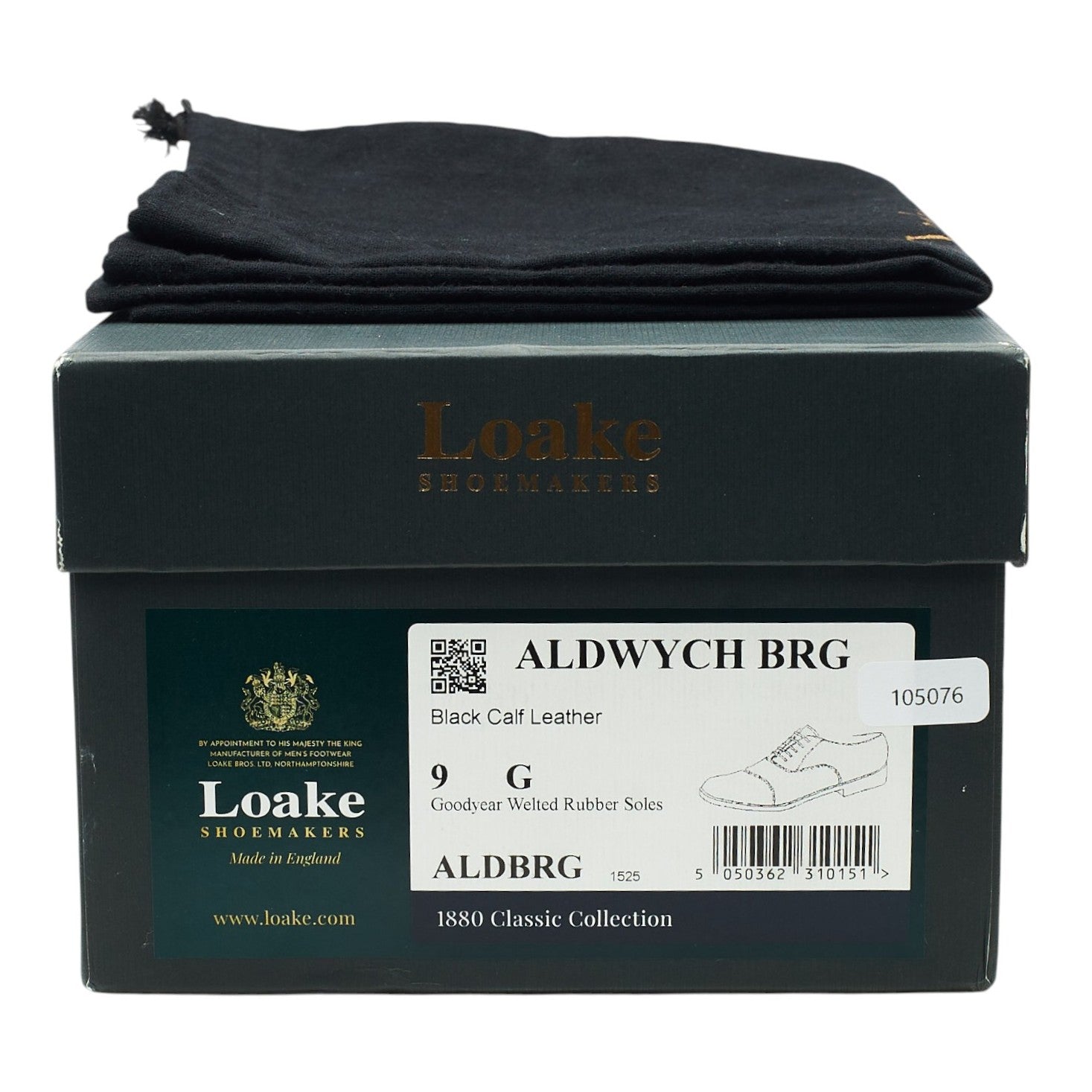 Loake 1880 Aldwych richelieu cuir noir UK 9 large