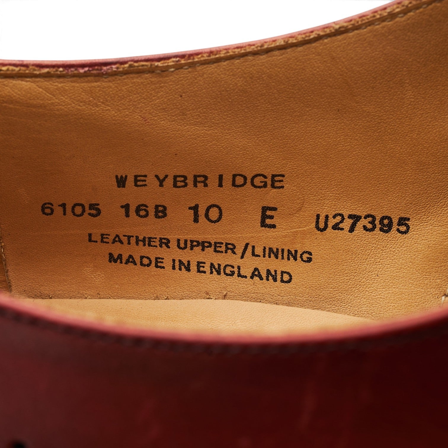 Crockett & Jones Weybridge oxford cuir bordeaux UK 10